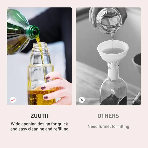 Miniatura 5 de Dispensador de Aceite de Oliva Zuutii, Envase de Aceite sin Goteo para Cocina. Dispensador de Vinagre, Botella de Vidrio para Cocina, 500ML, Crema