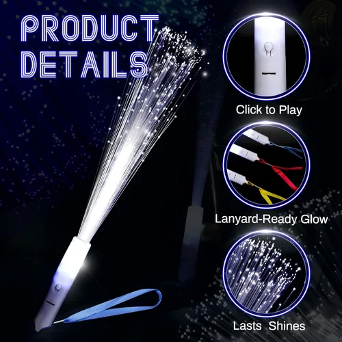 Miniatura 2 de Jecery 144 varitas de fibra óptica blancas a granel, luces LED de boda, varitas iluminadas con 3 modos intermitentes para despedida de soltera