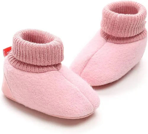 Miniatura 5 de myppgg Botines de forro polar para bebé y niña, para recién nacidos, acogedores, calcetines cálidos de invierno, antideslizantes, suela suave