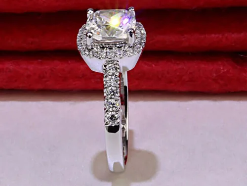 Miniatura 2 de Joyería 3 quilates VVS1 anillo de compromiso de diamantes simulados para mujer joyería de boda de plata, Diamante sintético