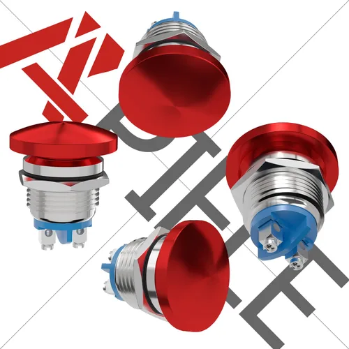 Miniatura 3 de APIELE Interruptor de botón de cabeza de hongo de 19 mm botón de presión momentáneo IP65 impermeable 12V 24V 36V CC 110V 250V CA 5A SPST