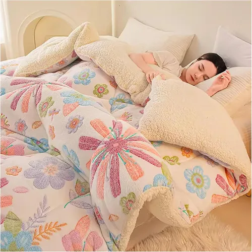 ZTGL Comfort - Manta de cama pesada de alta calidad, reversible, edredón alternativo de plumón sintético, súper cálido, suave terciopelo de cordero,