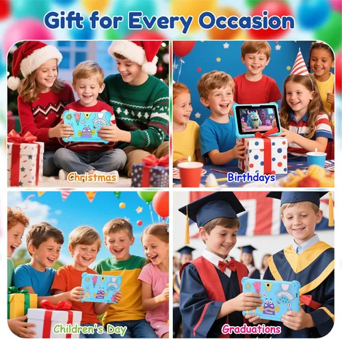 Miniatura 7 de Trayoo Tableta infantil de 7 pulgadas para niños de 3 a 12 años, tableta Android de 32 GB para niños pequeños con funda sólida, YouTube, Netflix
