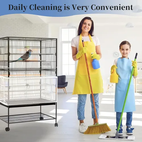 Miniatura 7 de Daoeny Cubierta Grande para Jaula de Pájaros, Protector de Semillas para Jaula de Pájaros, Faldón de Malla de Nylon Ajustable y Suave, Cubierta