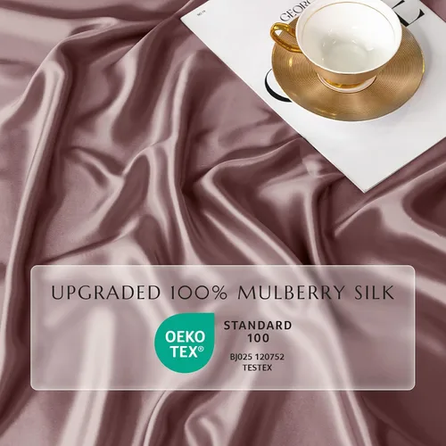 Miniatura 60 de THXSILK Juego de sábanas bajeras de 100% seda de morera, 3 piezas de seda 7A+, transpirable, suave, sábana bajera de 16 pulgadas de profundidad, 2