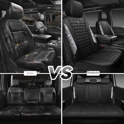 Miniatura 7 de CAR PASS Fundas de asiento de automóvil de cuero con diamantes brillantes, juego de asientos interiores de asientos completos, impermeable, Plateado