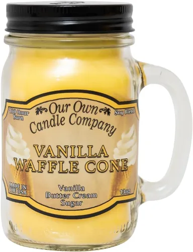 Our Own Candle Company, Vela Perfumada de Cono de Vainilla y Gofre en Tarro Mason, 100 Horas de Tiempo de Combustión, 13 Onzas
