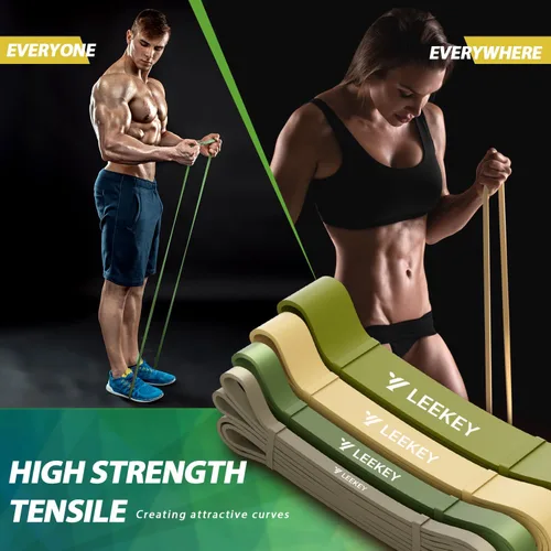 Miniatura 4 de LEEKEY Resistance Bands, Exercise Bands with Bag, 5-85LB Home Strength Bands for Working Out, Travel, Gym Room, Physical Therapy - USA Original