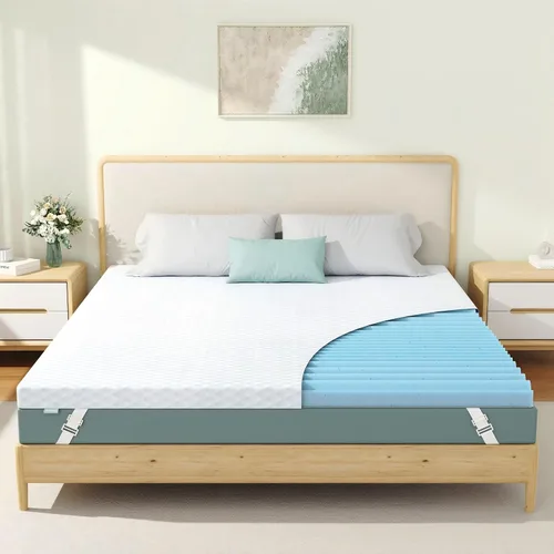Miniatura 10 de Releep - Cubrecolchón de 3 pulgadas de gel tamaño individual para dormitorio universitario, cubrecolchón firme y refrescante para aliviar