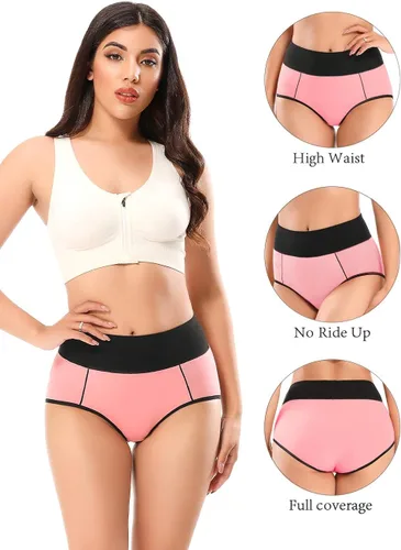 Miniatura 3 de POKARLA - Ropa interior de algodón y con cintura alta para mujer, es suave, es transpirable, son calzones elásticos, con talla regular