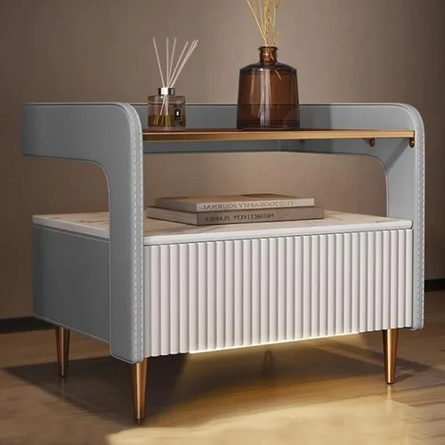 Miniatura 9 de Moderna mesita de noche de madera maciza con cajón, mesa de noche de madera de primera calidad, mesa auxiliar, Mesita de Noche para dormitorio