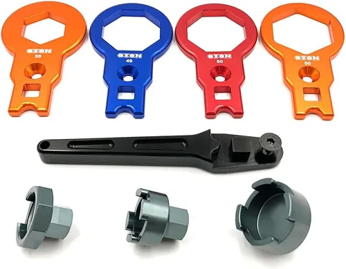 OTOM Amortiguador de motocicleta 1.969 in 1.929 in 1.378 in Llave de tapa de horquilla, herramienta de extracción de válvula de compresión de
