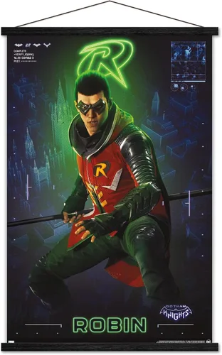 Miniatura 18 de Trends International DC Comics Gotham Knights - Póster de pared de Robin, 14.725 x 22.375 pulgadas, versión enmarcada de madera de granero