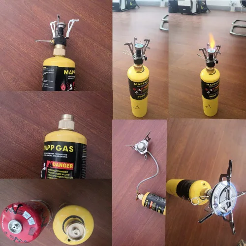 Miniatura 8 de Adaptador de estufa de campamento de 1 libra de entrada de tanque pequeño de propano y una válvula Lindal EN417 Salida de cilindro al aire libre LPG