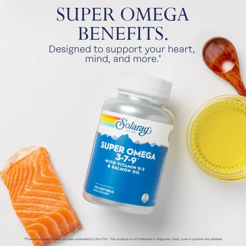 Miniatura 3 de SOLARAY Super Omega 3 7 9 apoya la piel sana, más EPA, DHA, ácidos grasos esenciales de aceite de pescado Mini Softgel, 120ct