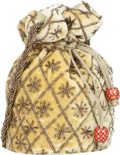 Suman Enterprises Bolsa india Potli para boda, bolso de mano de novia de diseñador, bolsa de joyería, bolsa de adoración Potli para niñas y mujeres