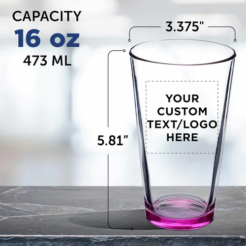 Miniatura 5 de DISCOUNT PROMOS Vasos de cerveza personalizados de 16 onzas, juego de 10/50/100, paquete a granel personalizado, cristalería resistente