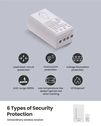Miniatura 8 de Zoiinet - Kit de interruptor de luces inalámbrico, diseño con hebilla y removible, interruptor de múltiples vías, no necesita WiFi, programable
