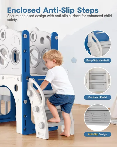 Miniatura 5 de Juego de tobogán Babytronic para niños pequeños, 8 en 1, tobogán para interiores y exteriores para niños de 1 a 3 años, juego para niños pequeños