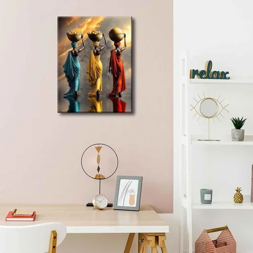 Miniatura 7 de Arte de Lienzo para Pared de Mujer Negra, Pintura de Mujer Afroamericana, Cuadros Decorativos, Pósters Retro Étnicos Rojos Amarillos Azules
