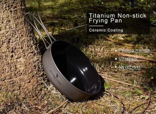 Miniatura 2 de Boundless Voyage Sartén antiadherente de titanio con mango plegable, revestimiento de cerámica antiadherente, olla de cocina para acampar al aire 36