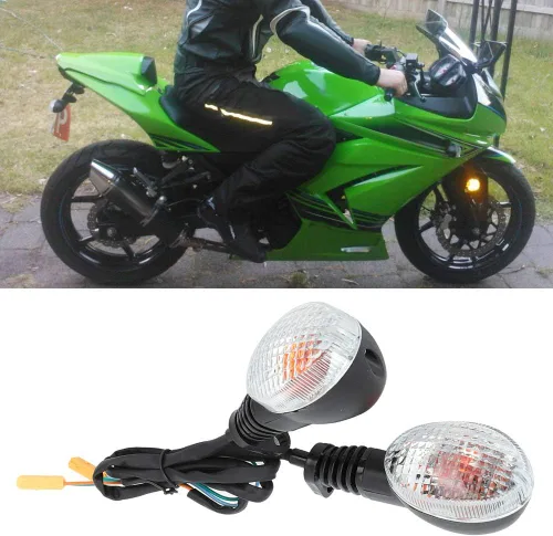 Miniatura 4 de Estink 2 luces intermitentes para motocicleta, intermitentes secuenciales LED ámbar que fluyen, ajuste universal para KLX250 EX250 2008-2012, Negro
