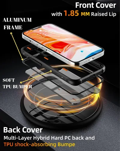 Miniatura 3 de CaseBorne R - Funda compatible con iPhone 14 / iPhone 13, transparente a prueba de golpes, grado militar, probada en caídas de 12 pies, marco