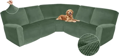 Miniatura 317 de Arfntevss Fundas de sofá seccional reclinable de terciopelo, Funda de sofá seccional de esquina para sofá reclinable, Funda elástica suave