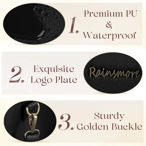 Miniatura 7 de Bolso para laptop RAINSMORE para mujer de 15.6 pulgadas, bolsa de mano y hombro fabricada en cuero vegano PU, impermeable, maletín de diseñador