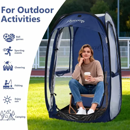 Miniatura 2 de Sports Tent Pop Up Shelter: Flycoop 37" L x 37" W x 63" H Weather Sports Pod for 1 Person Shelter in Winter Portable Camping Tents Outdoor Cold Azul