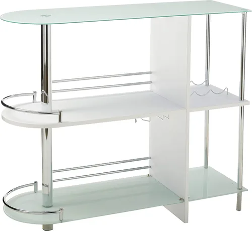 Miniatura 7 de Kings Brand Furniture Mesa de bar con dos estantes de vidrio templado, color negro (16 x 47 x 41 pulgadas)