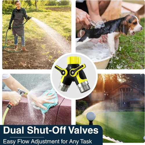 Miniatura 9 de DBR Tech® Divisor de Manguera de 2 Vías, Conector Metálico Resistente, Divisor de Manguera de Jardín de Dos Vías, Adaptador de Bib de Grifo de Flujo