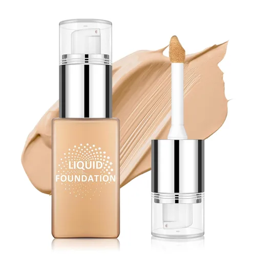 Base líquida y corrector de larga duración de cobertura completa con hidratación, oculta e ilumina, cremosa y ligera, corrector de textura
