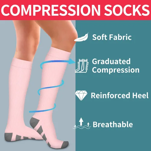 Miniatura 6 de Laite Hebe Calcetines de compresión para mujeres y hombres (6 pares) - Calcetines de apoyo graduados para correr, deportes atléticos