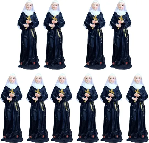 Miniatura 10 de Garneck Estatua de monja Virgen Figuras católicas Estatua de oración Mini escultura católica Figuras Virgen Desltop Escultura Escritorio Rosario