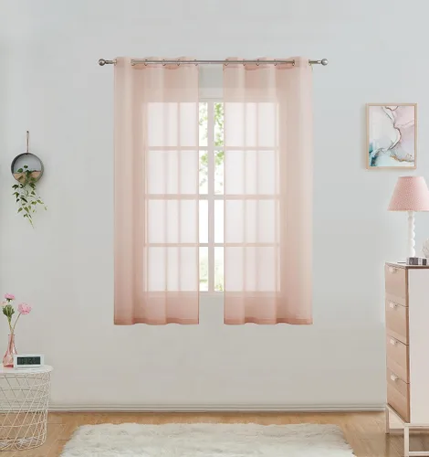 July Joy Cortinas traslúcidas color rubor con aspecto de semi lino para dormitorio, sala de estar con ojales, cortinas de gasa sólida filtrantes de