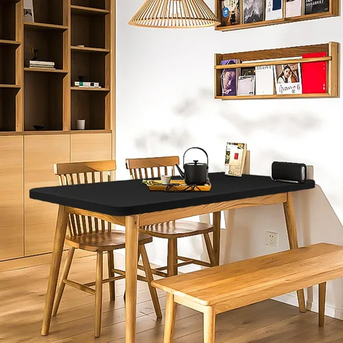 Miniatura 8 de Paquete de 12 fundas de tela elástica para mesas de 6 pies, fundas de mesa de elastano negro, protector universal rectangular para interiores
