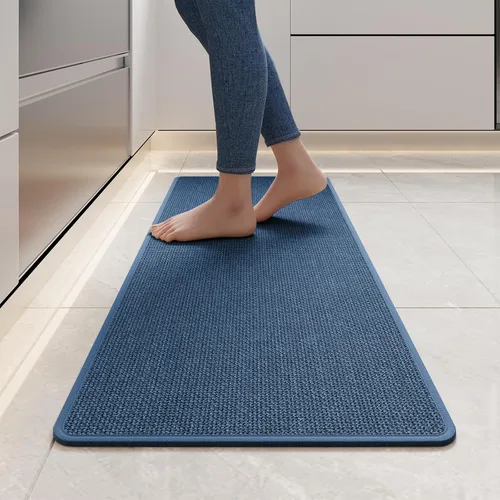 Miniatura 26 de YDKGL Tapetes de cocina para piso, alfombras de cocina súper absorbentes, antideslizantes, lavables, de lino sintético suave trenzado, alfombra
