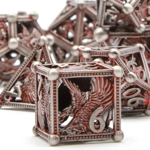 Miniatura 7 de DND - Dados de águila con diseño de águila de 7 piezas, metal DND para Dungeons and Dragons D&D para juegos de rol RPG (negro)