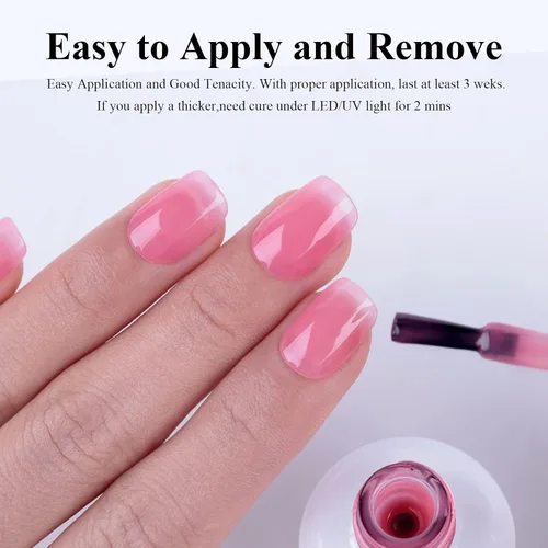 Miniatura 5 de Esmalte de uñas en gel color rosa transparente, 15ml, color rosa translúcido Jelly, esmalte de uñas en gel UV/LED que se absorbe para manicura