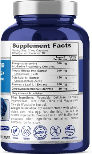 Miniatura 2 de NusaPure Fosfatidilserina Memory Ultimate Complex 1000mg 200 Cápsulas Vegetarianas (Vegano, Sin OGM)