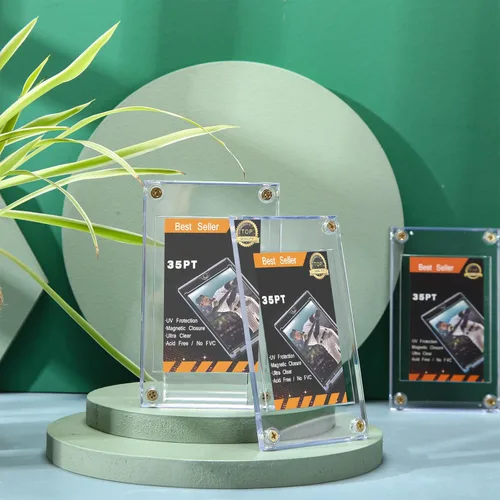 Miniatura 7 de Jetec 10 piezas de protector de tarjeta de béisbol tornillo titular de 35 puntos acrílico transparente protector de pantalla para béisbol, fútbol