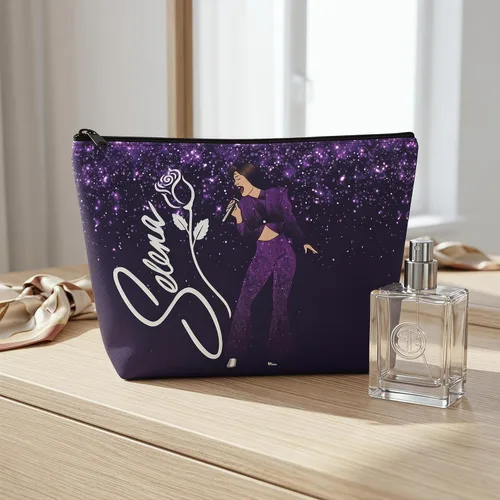 Miniatura 5 de gfuhlre Bolsa de maquillaje para fanáticos de los cantantes, bolsa de aseo de viaje, bolsa de aseo para amantes de la música, regalo de letras