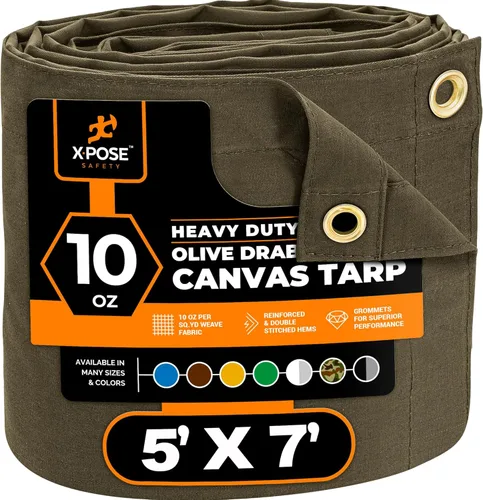 Miniatura 166 de Xpose Safety Lona de Lona - Lonas de Lona Verde de 10oz Resistentes al Agua con Ojales de Latón - Lona Multiusos para Exteriores para Campamento