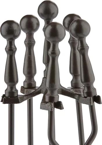 Miniatura 2 de Uniflame, F-1631, juego de herramientas de chimenea de bronce de 5 piezas con asas de bola