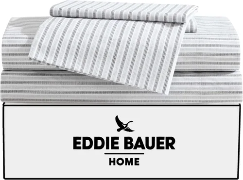 Miniatura 83 de Eddie Bauer - Juego de ropa de cama de percal de algodón, decoración fresca y elegante para el hogar, sábanas de tamaño King