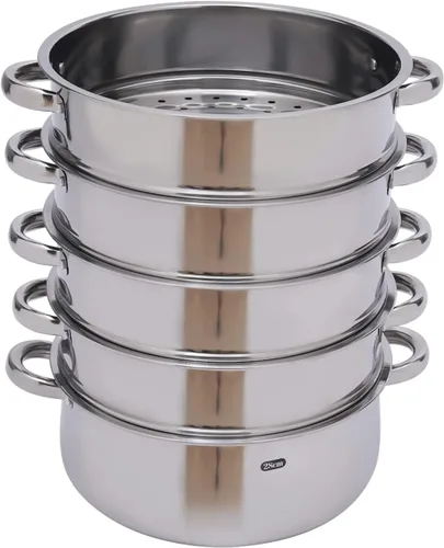 Miniatura 6 de Vaporizador de alimentos multiusos de 5 niveles de acero inoxidable con tapa, olla para cocinar verduras y cocinar al vapor de 11.0 in/11 pulgadas