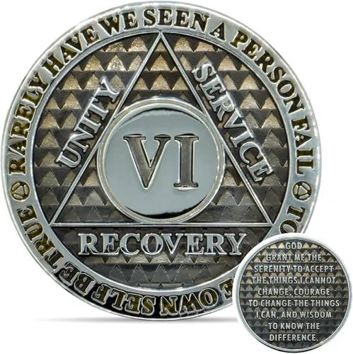 Miniatura 33 de Moneda de sobriedad de 10 años Chip AA Legacy Ficha de aniversario de recuperación de triplaca gruesa (Aqua)
