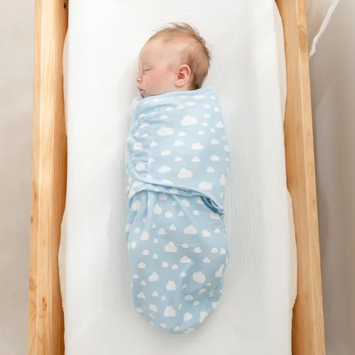 Miniatura 4 de Comfy Cubs - Manta para envolver fácil, 3 unidades - 100% algodón para recién nacidos, tamaño grande para bebés de 3-6 meses, con velcro ajustable