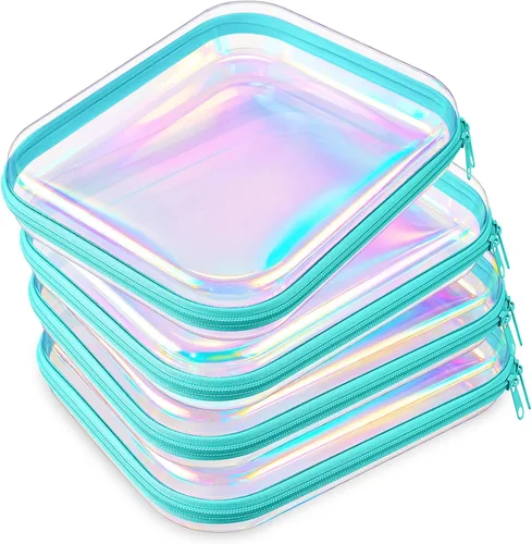 Miniatura 11 de Hoolerry 4 piezas de estuches rígidos transparentes con cremallera, bolsas de maquillaje, estuche de plástico para lápices, contenedores de caja